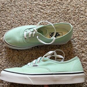 Light green women’s Vans sneakers. Barely worn no stains. Size 7.5.